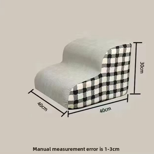 PawBeing pet bedside climbing stairs in soft, cushioned material with multiple steps for easy access to beds and furniture.