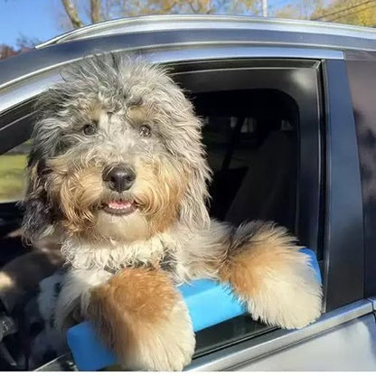 PawBeing pet car window chin rest for dogs, a travel accessory providing comfort and support during car trips.