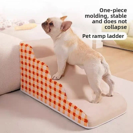 PawBeing Pet Bedside Climbing Stairs in soft fabric, designed for helping pets reach beds or sofas safely and comfortably.