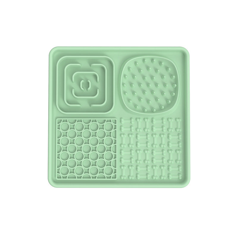 Dog and cat lick mat by PawBeing, slow feeder for anxiety relief and healthy eating, with textured surface for licking and feeding.