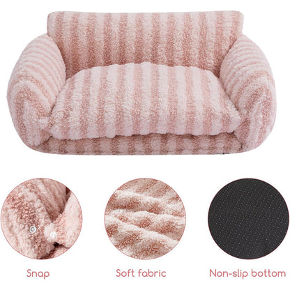 Soft fluffy plush orthopedic pet sofa bed by PawBeing, designed for comfort and wellness for small dogs or cats.