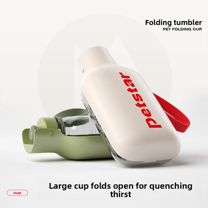 Portable PawBeing travel pet water dispenser bottle with a compact design and spout for easy drinking on the go.