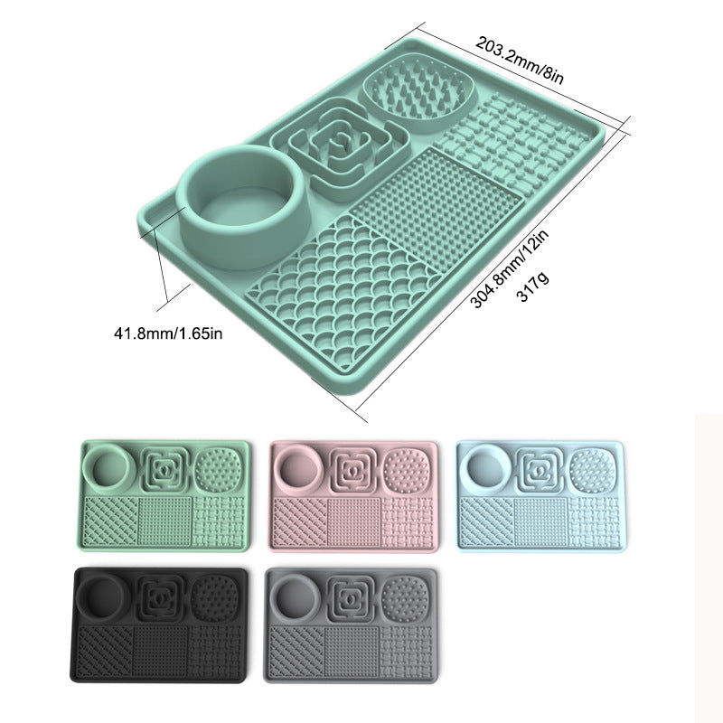 Dog and cat lick mat by PawBeing for slow feeding, anxiety relief, and healthy eating, featuring textured surface for licking comfort.