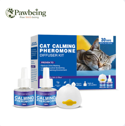 PawBeing pet calming pheromone diffuser for cats and dogs, showing a white diffuser device on a neutral background.