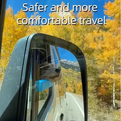Pet Car Window Chin Rest for Dogs by PawBeing, travel accessory shown in use on a car window for comfortable dog travel.