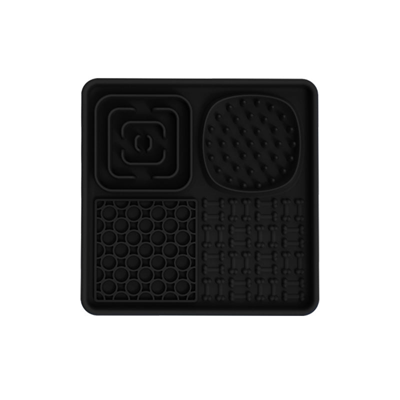 PawBeing dog and cat lick mat with textured surface for slow feeding, anxiety relief, and healthy eating, shown on a countertop.