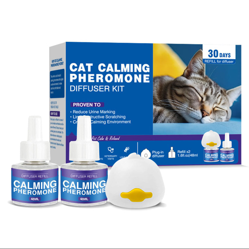 PawBeing pet calming pheromone diffuser with heating function for stress relief in cats and dogs, shown plugged into a wall socket.