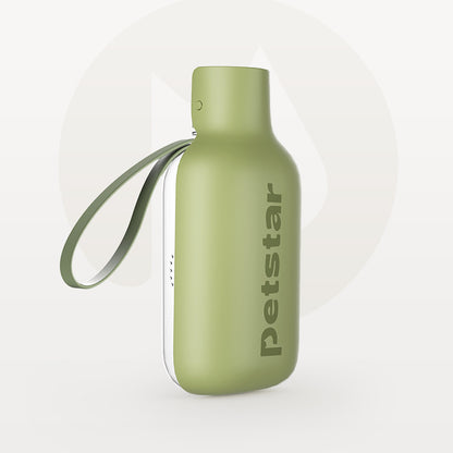 Portable Pet Water Dispenser Bottle by PawBeing for travel, featuring a compact design with a built-in water bowl for pets on the go.